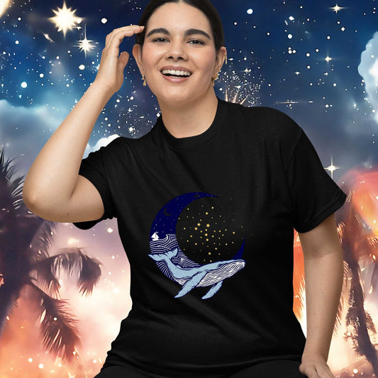 "Whale on the Moon" Short-Sleeve Unisex T-Shirt Gildan 64000