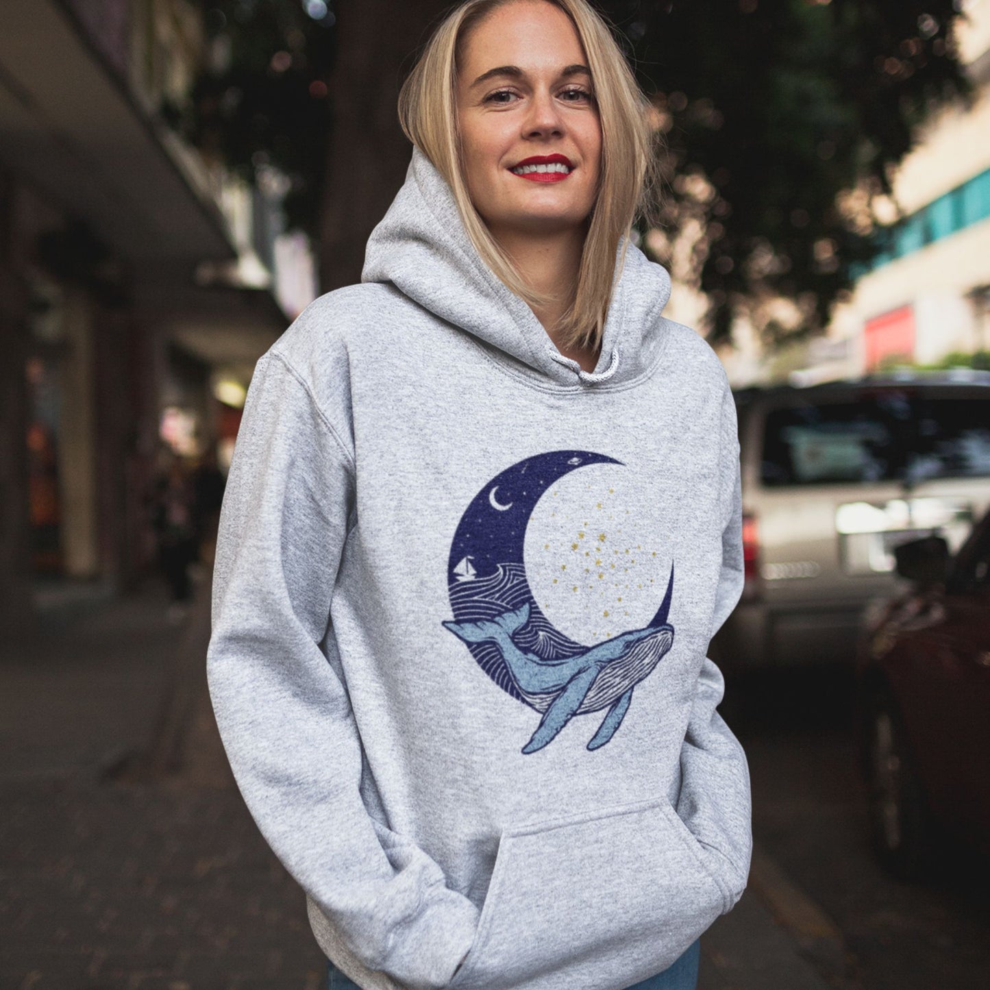 "Whale on the Moon" Unisex Hoodie